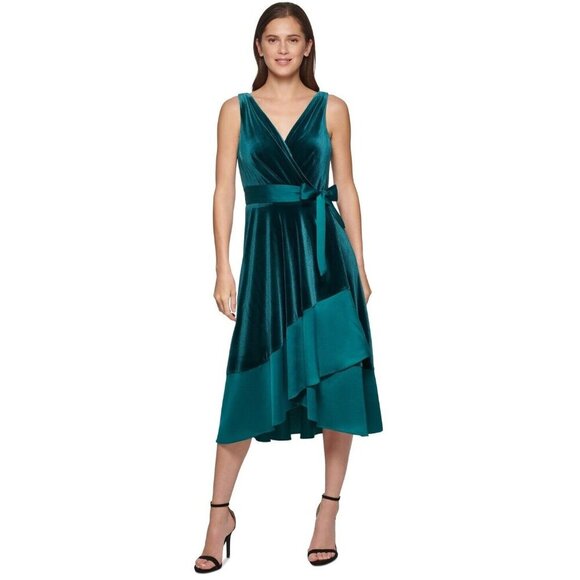 DKNY Dresses & Skirts - Womens Velvet MIDI Wrap Dress by DKNY Size 14 DKNY US